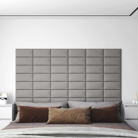 vidaXL  Wall Headboard  12 pcs Light Grey 30 x 15 cm Fabric
