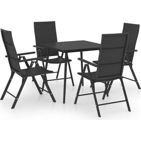 Maison Exclusive - 5-tlg. Garten-Essgruppe Schwarz