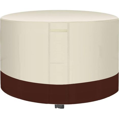 Wasserdichte Schutzhülle für runde Gartenmöbel, 420D Oxford-Gewebe, winddicht, UV-Schutz, beige + braun, 185 x 110 cm (1/4)