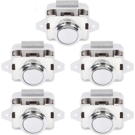 Bouton poussoir pour porte de meuble – Alliage de zinc et ABS – Pour camping-car et caravane – Diamètre 26 mm – Lot de 5 pièces (1/5)