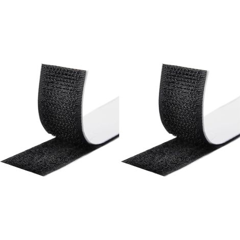 Scratch Autocollant Double Face, Rubans Adhésifs, Bande Agrippantes Adhésives, Hook Loop Bande pour Tous Les Types D'installations Cadre Photo (Noir, 20 mm x 8 m) (Lot de 2)