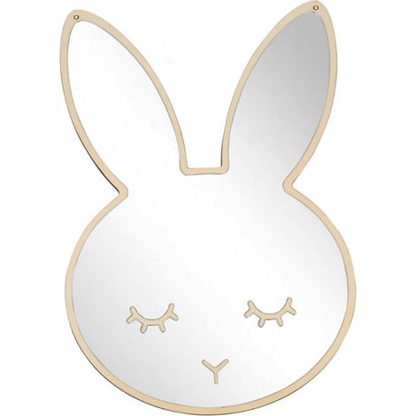 Acrylspiegel – Hase/38 x 25 x 0,5 cm, Spiegel für Kinderzimmer, Kinderspiegel, Wandspiegel, dekorative Spiegel-Wandaufkleber, für Kinderzimmer, Badezimmer