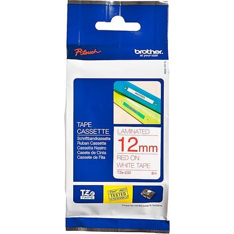 Brother TZe, TZ TZe-232 Couleur de ruban: blanc Couleur de police:rouge 12 mm 8 m (1/5)
