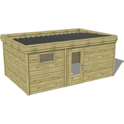 ABRI DE JARDIN bois traité 27mm, 6x3,4m, 21m2