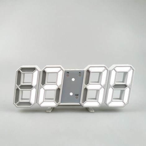 Digitale 3D-Wanduhr, LED, Selbstmontage, weißes Licht, 164 x 60 x 34 mm
