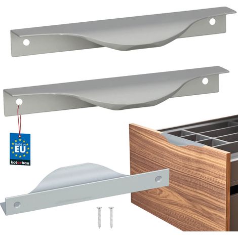 KOTARBAU® Moderner Aluminium-Möbelgriff mit silberner Kante, 128/148 mm, 2er-Set