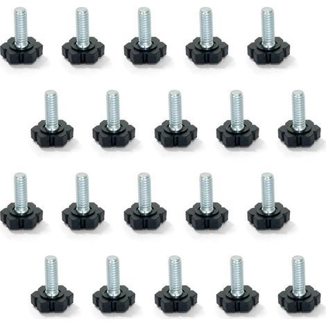 Möbelnivellierfüße, M6x30mm Gewinde, 20er Packung, Schwarz/Silber (1/5)