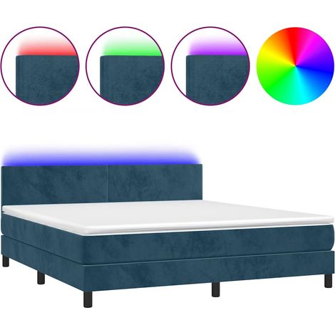 Maison Exclusive - Cama box spring colchón y LED terciopelo azul (1/5)
