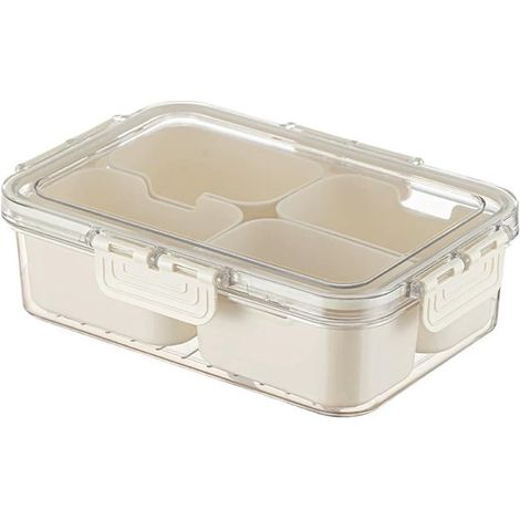 Contenitore ermetico, scatola per snack, scatola per snack con scomparti, scatola portaoggetti con 8 scomparti, vassoio per snack con divisori, plastica bianca (1/5)