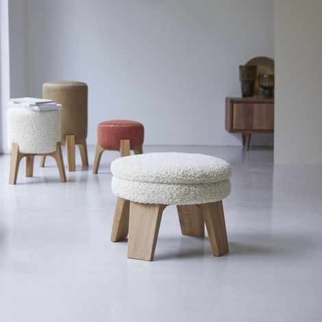 Pouf Mattak Himalaya en bois de chêne, 1 place (1/5)