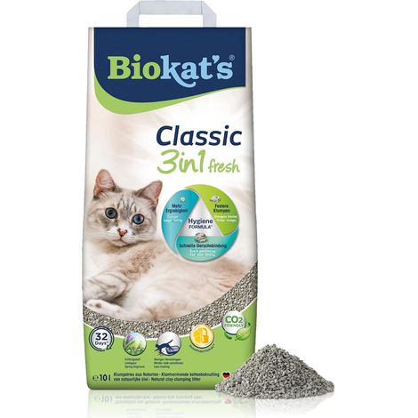 Fresh 3in1 parfum printemps - Litière pour chats agglomérante avec grains de 3 tailles différentes - 1 sac (1 à 10 l) (1/5)