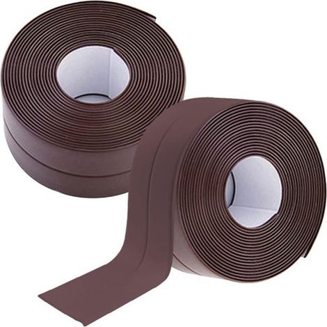 Packung mit 2 selbstklebenden Dichtungsstreifen (3,2 m x 2,2 cm, braun) für Badezimmer, Küchen, Toiletten, Wände und Rohrecken. Die Streifen sind was (1/5)