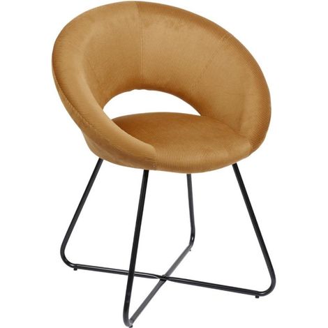 Fauteuil Design Velours Côtelé "Giulia" 84cm Jaune (1/5)
