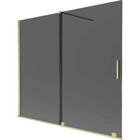 Mexen Velar paravento da bagno 2 ante scorrevoli 180 x 150 cm, grafite, oro spazzolato - 896-180-000-41-55 (1/2)