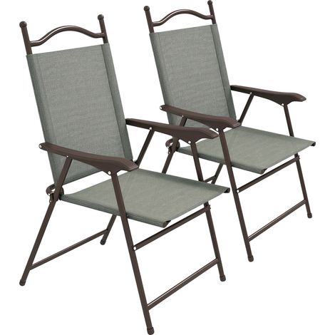 Folding Garden Chairs, Set of Two, 56 x 62 x 97 cm, Dark Grey (1/5)