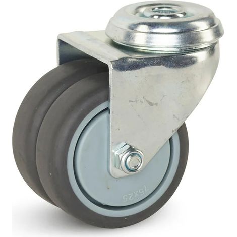 Roulette double - MESO - Trou central - 75mm - 150kg