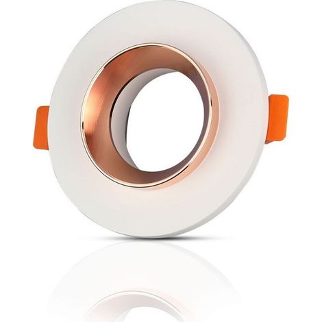 V-TAC VT-862-MRP Portafaretto LED da Incasso Rotondo GU10 e GU5.3 (MR16) Corpo in Gesso Bianco e Metallo Rosa Dorato - SKU 3123 (1/4)