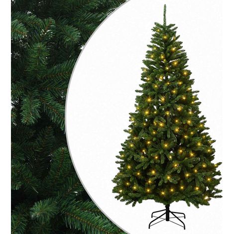 vidaXL Artificial Hinged Christmas Tree 240 cm 300 LEDs Warm White