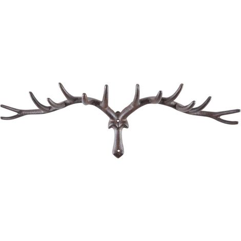 Crochets mural bois de cerf en fonte - Marron - L 63,5 x P 12,2 x H 20 cm - Livraison gratuite (1/2)