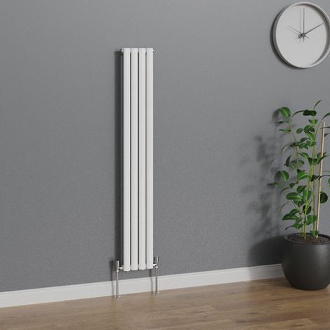 WarmeHaus Vertical Oval Single Panel White Radiator 1600x236mm