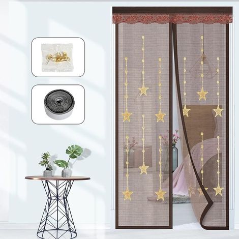 Porte de balcon moustiquaire magnétique 140x220cmFibre de polyester robusteInstallation sans perçage avec ruban adhésif - al-140x220cm (1/5)