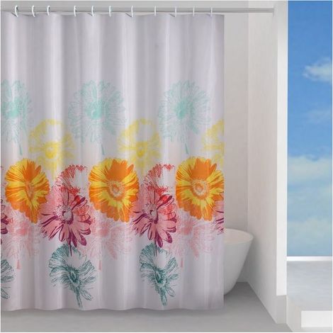 Gedy Frenesia Tenda Doccia in Tessuto Poliestere con Disegno Floreale Rosa, Giallo e Turchese 120x200 cm