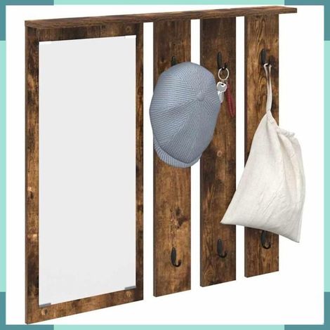 874495 Porte-manteau mural avec étagère Chêne fumé 84 x 10 x 80 cm (1/5)