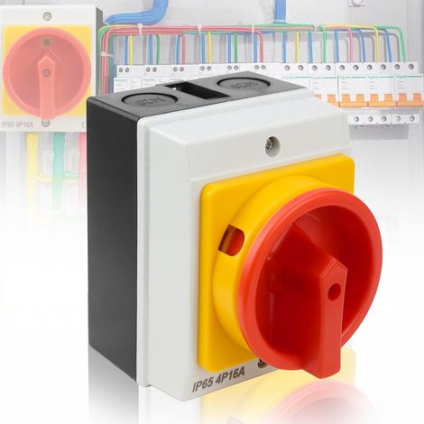 Interrupteur Principal 4 Pôles Commutateur Rotatif Interrupteur Rotatif Commutateur Rotatif 16A/415V Boîtier Étanche IP65 Sectionneur pour Petit Circuit Usage Industriel Et Domestique (1/5)