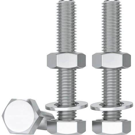 Vis M8 Boulons Et écrous, 10 Pièces M8 X 50mm Boulons à Six Pans Avec écrous et Rondelles Assortiment Acier Inoxydable A2 V2A Vis Inox Set DIN 933 / DIN 934 / DIN 125 (1/5)