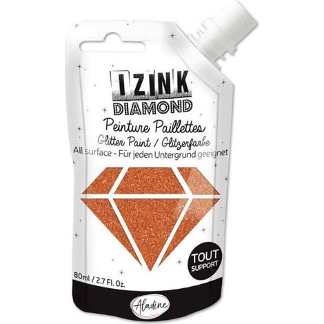 Peinture à paillettes - IZINK - Diamond - Cuivre - 80ml - Résistante à l'eau (1/2)