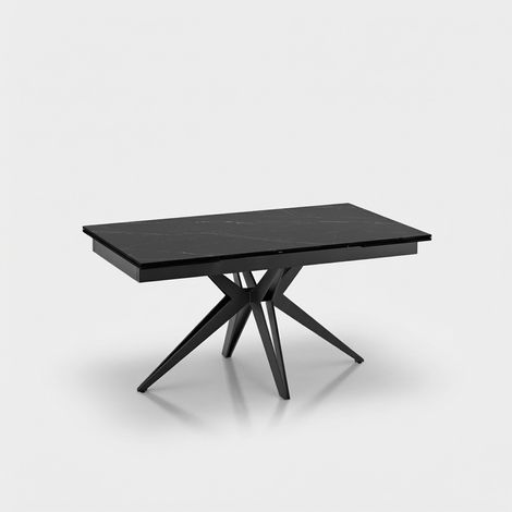 Tavolo da pranzo allungabile in ceramica effetto marmo Caesar - Nero