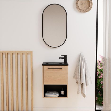 Set lavabo NIKA con nicchia, rubinetto e specchio ovale