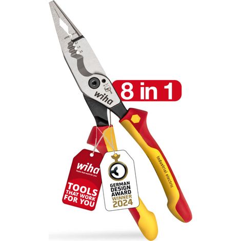 Wiha La pince multifonction 8 en 1 pour électriciens I Sertir, dénuder, couper, saisir, ébavurer, plier, visser, couper les vis (45705) (1/5)