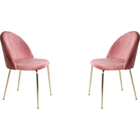 Sedia poltroncina in velluto Rosa con gambe in metallo Oro - PARIS 2 sedie (1/5)