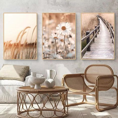 Poster 3er Boho Beach Landschaft Pampas Reed Wandbild C 30x40cm (1/5)