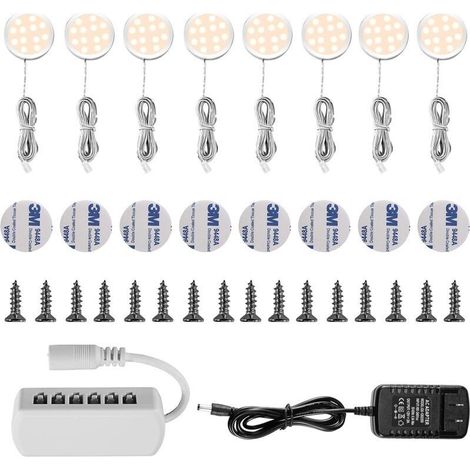 Lampe Sous Meuble LED Eclairage Sous Placard Vitrine Spot Encastrable 16W pour Placard Meuble Cabinet Cuisine Blanc Chaud 3000K (Lot de 8) [Classe énergétique A++]