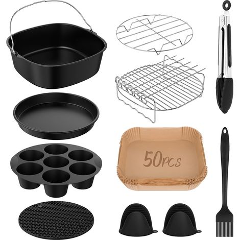 11 Pièces Accessoire Air Fryer pour Philips Série 2000 6.2L,Ninja Air Fryer MAX PRO 6,2L,Accessoire AirFryer Compatible COSORI XXL 5,5L-6,4L Dual Blaze 6,4L/Turbo Tower Pro 10,8L (1/5)
