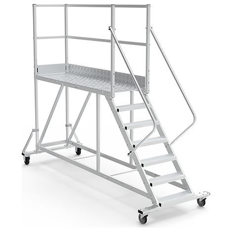 Piattaforma con ruote 7 gradini - Altezza massima di lavoro 3.40m - PTF207D-RS