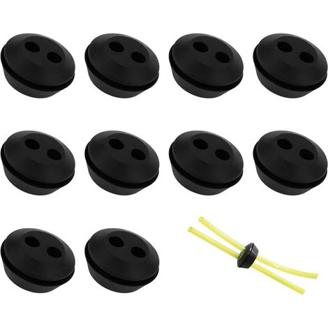 10 Pcs Joint de Tuyau d’Essence Bouchon de Tuyau de Carburant 2 Trous Œillet de Réservoir à Carburant Joint de Durite d'Essence de Tondeuse Accessoire pour Coupe-bordure Tronçonneuse (1/4)