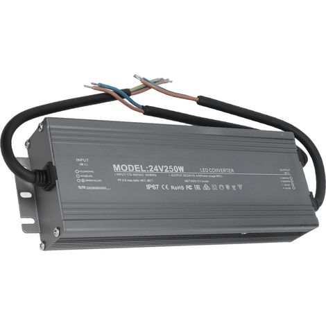 250-W-LED-Netzteil (IP67, wasserdicht), 24-V-10,4-A-Transformator, AC 170–265 V Konstantspannung für LED-Streifen (1/5)