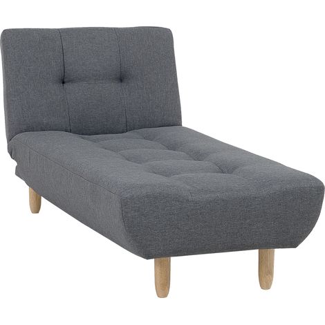 Chaise longue tapizado en tela gris con patas de madera clara estilo escandinavo Alsten (1/5)
