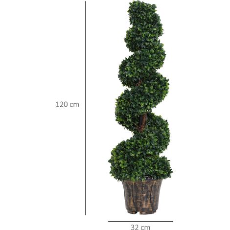 Buis spiralé de 120 cm, plante artificielle en pot pour l'intérieur et l'extérieur, idéale pour la maison, le bureau, le salon et la décoration du jardin. Verte. (1/5)