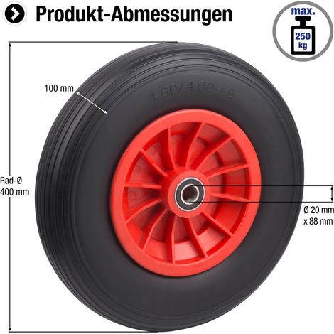 Metafranc Pannensicheres Rad Ø 400 mm - PVC-Felge - Typ 4.80 / 4.00 - 8 - 100 kg Tragkraft - Kugellager (1/2)