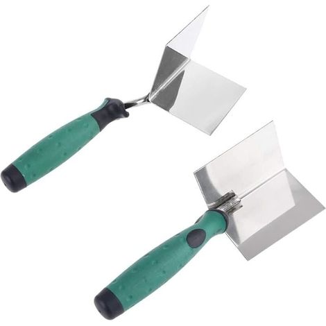 DEESSE SHOP - L'outil d'angle de cloison sèche de 2 pièces fléchit pour l'outil ergonomique de poignée de truelle d'angle d'angle de 90 degrés fait de feuille d'acier inoxydable de haute qualité (1/5)