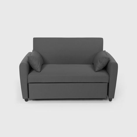 Modus Sofà – Canapé convertible 2 places clic clac – Dimensions 140x85,5x87 cm – Lit gigogne 180x116 cm – Rembourrage en mousse souple – Tissu polyester gris foncé (1/5)