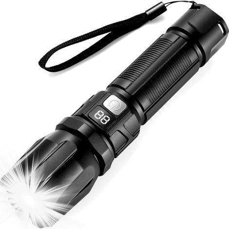 Lampe Torche LED Rechargeable, 1500LM Flashlight Lampe de Poche LED Ultra Puissante Tactique en Aluminium[Classe énergétique A]
