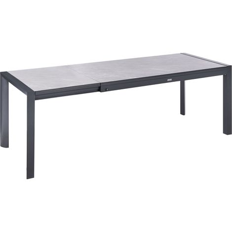 Tavolo da giardino allungabile con piano in HPL e struttura in alluminio 160/220 x 90 cm Resistente ai raggi UV Grigio Binasco