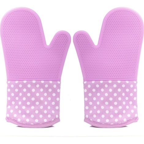 Gants De Cuisine, En Silicone Anti-Dérapant Avec Doublure En Coton Polyester Matelassé Et Couche Interne Pour Faire Du Pain,1 Paire - Violet (1/5)