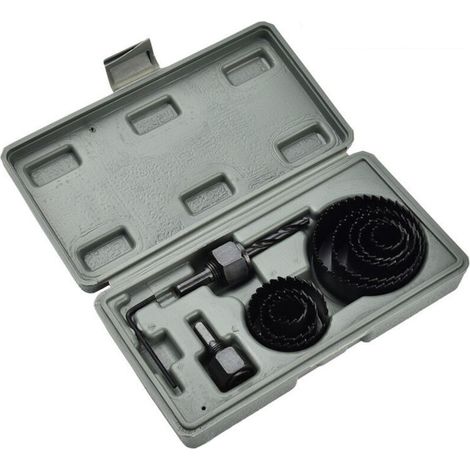 11PCS Kit Scie Cloche, 19-64mm En Acier Au Carbone Downlights Foret Outils Cutter pour plaques de plâtre,Noir
