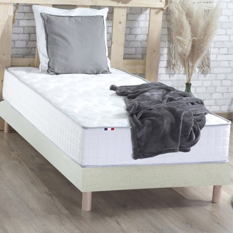 Pack matelas ressorts ASTRE sommier couette et oreillers français 90 x 200 Sommier Beige (1/5)